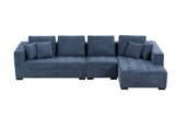 English Elm 134'' Mid Century Modern Sofa With Right Chaise For Living Room Sofa, Blue