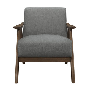 English Elm Modern Damala Gray Fabric Accent Chair with Walnut Wood Frame, Padded Seat & Back, Retro Modern Comfort B01172764