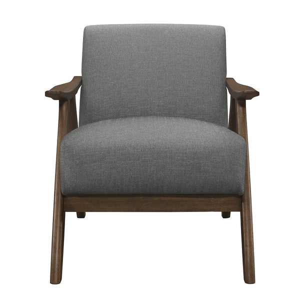 English Elm Modern Damala Gray Fabric Accent Chair with Walnut Wood Frame, Padded Seat & Back, Retro Modern Comfort B01172764