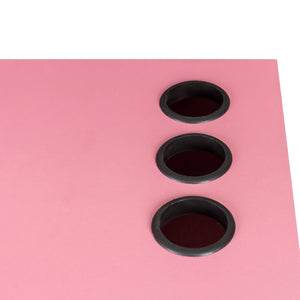 English Elm Pink Modern Hair Desk with Multi-Layer Storage, 2 Drawers & Cabinet, Hair Dryer Ports for Salon/Home W33163007