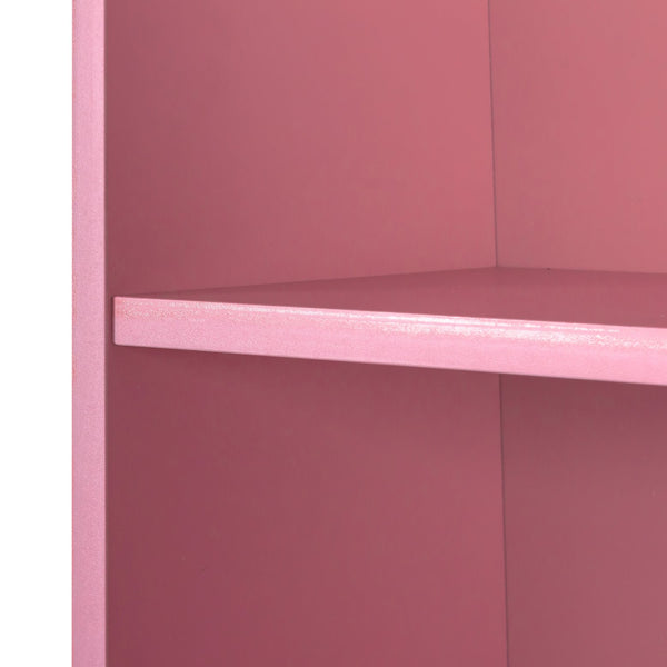 English Elm Pink Modern Hair Desk with Multi-Layer Storage, 2 Drawers & Cabinet, Hair Dryer Ports for Salon/Home W33163007