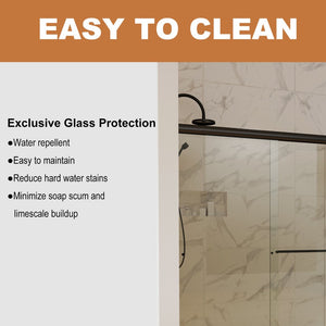 English Elm 60 in Matte Black Sliding Shower Door with Clear Glass Panel for Modern Bathrooms W63766791