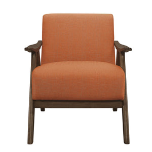 English Elm Modern Mid-Century Accent Chair with Walnut Frame and Plush Upholstery — Retro Contour, Cozy Seat Orange 35.5 L x 25.5 W x 20 H B01172865