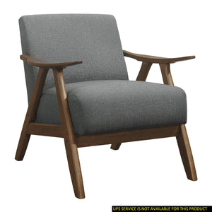 English Elm Modern Damala Gray Fabric Accent Chair with Walnut Wood Frame, Padded Seat & Back, Retro Modern Comfort B01172764