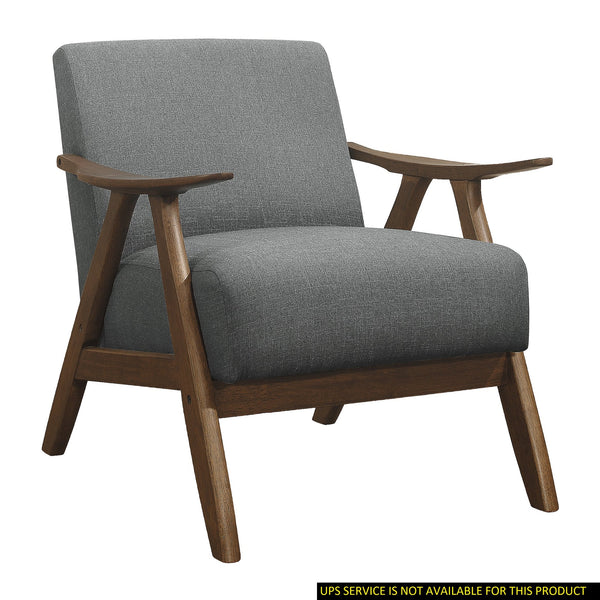 English Elm Modern Damala Gray Fabric Accent Chair with Walnut Wood Frame, Padded Seat & Back, Retro Modern Comfort B01172764
