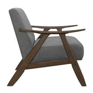 English Elm Modern Damala Gray Fabric Accent Chair with Walnut Wood Frame, Padded Seat & Back, Retro Modern Comfort B01172764