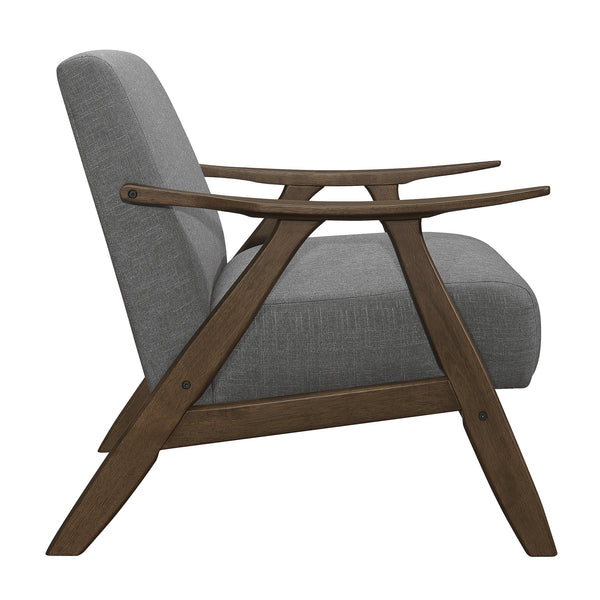 English Elm Modern Damala Gray Fabric Accent Chair with Walnut Wood Frame, Padded Seat & Back, Retro Modern Comfort B01172764
