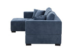 Mid Century Modern Blue Sofa with Left Chaise, 134-Inch Length