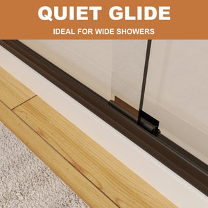 English Elm 60 in Matte Black Sliding Shower Door with Clear Glass Panel for Modern Bathrooms W63766791