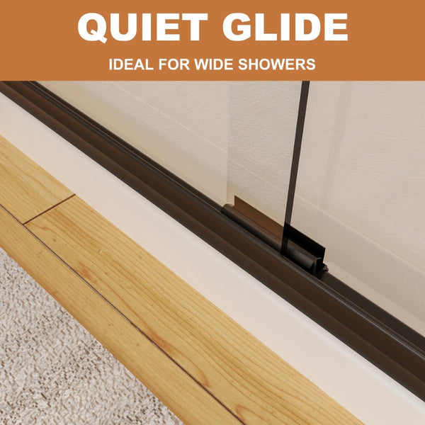 English Elm 60 in Matte Black Sliding Shower Door with Clear Glass Panel for Modern Bathrooms W63766791