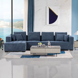 English Elm 134'' Mid Century Modern Sofa With Left Chaise For Living Room Sofa, Blue