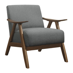 English Elm Modern Damala Gray Fabric Accent Chair with Walnut Wood Frame, Padded Seat & Back, Retro Modern Comfort B01172764