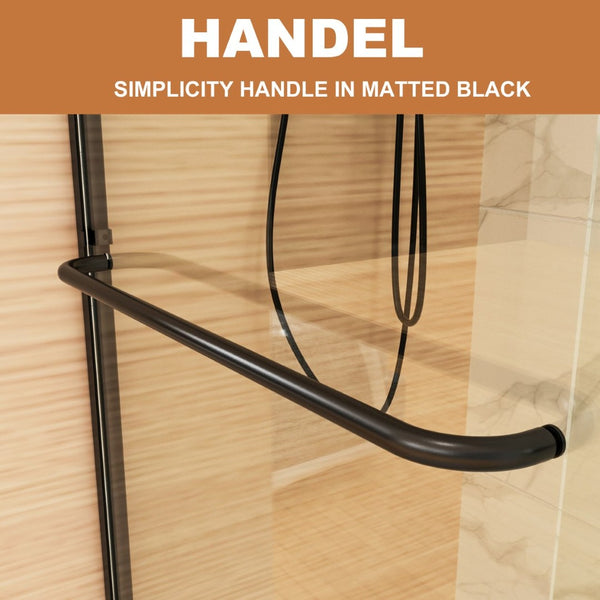 English Elm 60 in Matte Black Sliding Shower Door with Clear Glass Panel for Modern Bathrooms W63766791