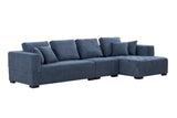 English Elm 134'' Mid Century Modern Sofa With Right Chaise For Living Room Sofa, Blue