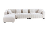 Velvet Channel Tufted Left Chaise Modular Sofa, Beige, 139'' Length