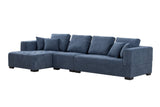 English Elm 134'' Mid Century Modern Sofa With Left Chaise For Living Room Sofa, Blue