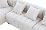 English Elm 139'' Channel Tufted Sofa Velvet Upholstered Left Chaise Modular Sofa Beige