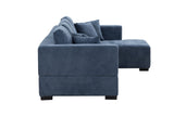 English Elm 134'' Mid Century Modern Sofa With Right Chaise For Living Room Sofa, Blue