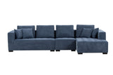 English Elm 134'' Mid Century Modern Sofa With Right Chaise For Living Room Sofa, Blue