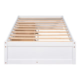 English Elm Twin Size Platform Storage Bed With 3 Drawers,White