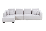 English Elm 134'' Mid Century Modern Sofa L-Shape Sectional Sofa Couch Left Chaise For Living Room, Beige