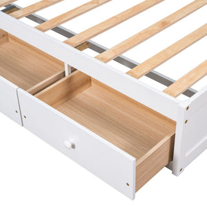 English Elm Twin Platform Storage Bed with 3 Under Frame Drawers Pine Wood Low Profile WF193634AAK