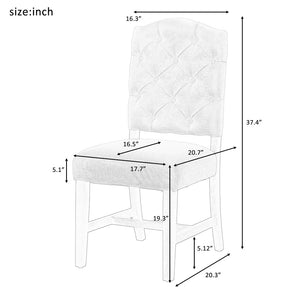 English Elm Trexm Retro Button Tufted Upholstered Dining Chair Set of Four with Rubberwood Legs Off White WF298830AAD