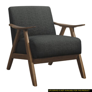 English Elm Modern Mid-Century Accent Chair with Walnut Frame and Plush Upholstery — Retro Contour, Cozy Seat Dark Gray 35.5 L x 25.5 W x 20 H B01172867