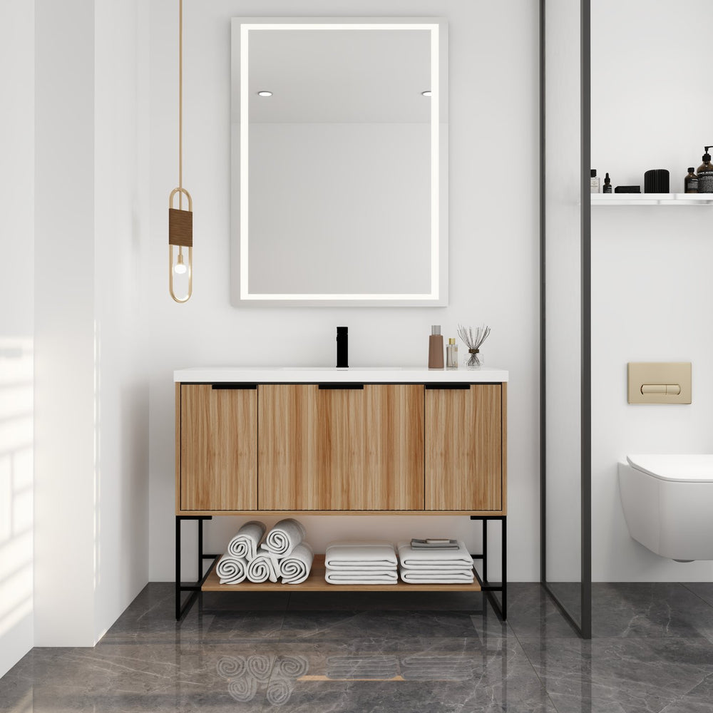 English Elm 48 Freestanding 48" Bathroom Vanity with Resin Basin, Soft-Close Drawers & Doors, Metal Handle Elegance W999P235648