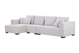 English Elm 134'' Mid Century Modern Sofa L-Shape Sectional Sofa Couch Left Chaise For Living Room, Beige