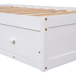 English Elm Twin Platform Storage Bed with 3 Under Frame Drawers Pine Wood Low Profile WF193634AAK