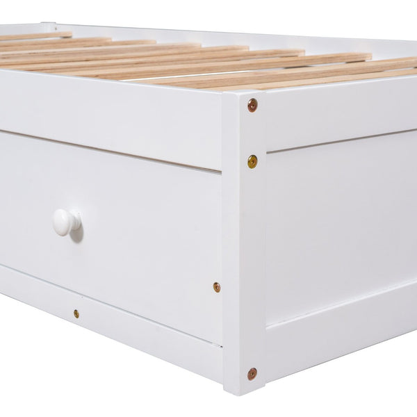 English Elm Twin Platform Storage Bed with 3 Under Frame Drawers Pine Wood Low Profile WF193634AAK