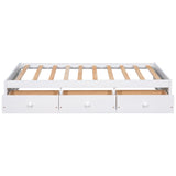 English Elm Twin Size Platform Storage Bed With 3 Drawers,White