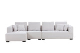 English Elm 134'' Mid Century Modern Sofa L-Shape Sectional Sofa Couch Left Chaise For Living Room, Beige