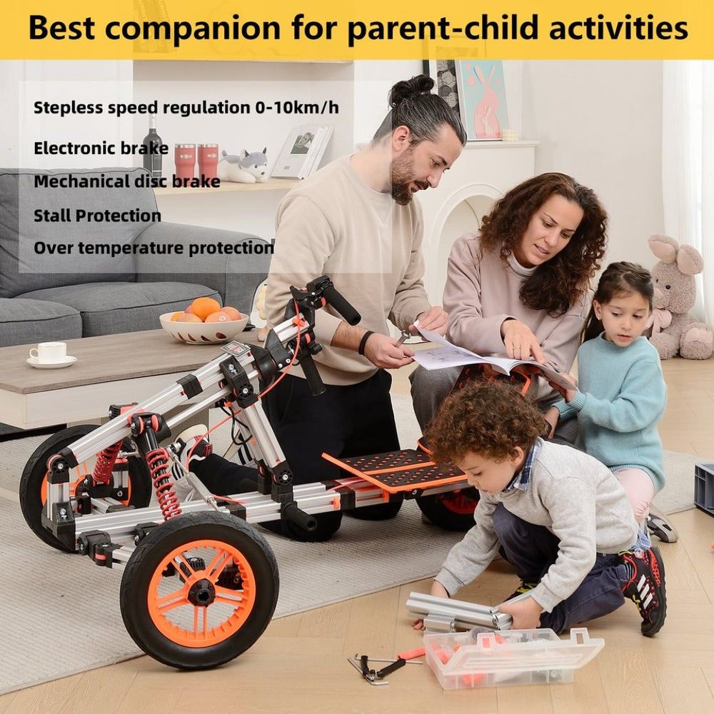English Elm Modular Electric Go Kart with Aluminum Frame and 20 Plus Build Configurations for Kids ET297824GKT