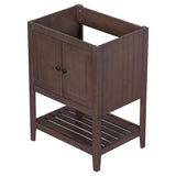 English Elm 24" Bathroom Vanity Base Only, Soild Wood Frame, Bathroom Storage Cabinet With Doors and Open Shelf, Brown