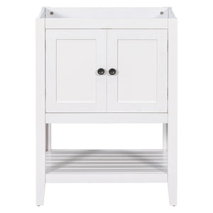 English Elm 24" Freestanding Bathroom Vanity Solid Wood Frame White Finish with Open Shelf WF287735AAK