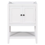 English Elm 24" Bathroom Vanity Base Only, Soild Wood Frame, Bathroom Storage Cabinet With Doors and Open Shelf, White