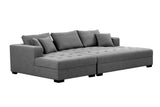 English Elm 111'' Tufted Fabric 3-Seat L-Shape Sectional Sofa Couch Set W/Chaise Lounge, Ottoman Coffee Table Bench, Dark Grey