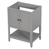 English Elm 24" Bathroom Vanity Base Only, Soild Wood Frame, Bathroom Storage Cabinet With Doors and Open Shelf, Grey