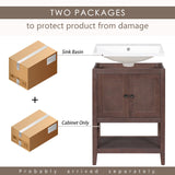 English Elm [Video] 24" Brown Modern Sleek Bathroom Vanity Elegant Ceramic Sink With Solid Wood Frame Open Style Shelf (Old Sku: Jl000004Aad)