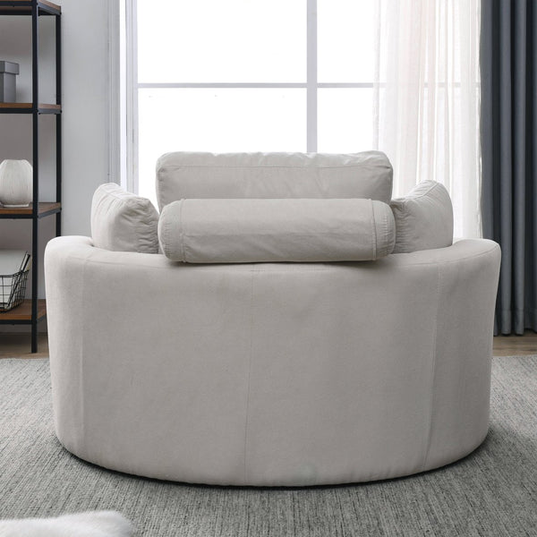 English Elm Welike Swivel Accent Barrel Chair with Hidden Storage Ottoman, Linen Upholstery, Modern Lounge Sofa 51" Beige W83469808