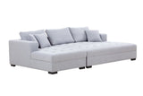 English Elm Tufted Fabric 3-Seat L-Shape Sectional Sofa Couch Set W/Chaise Lounge, Ottoman Coffee Table Bench, Light Grey