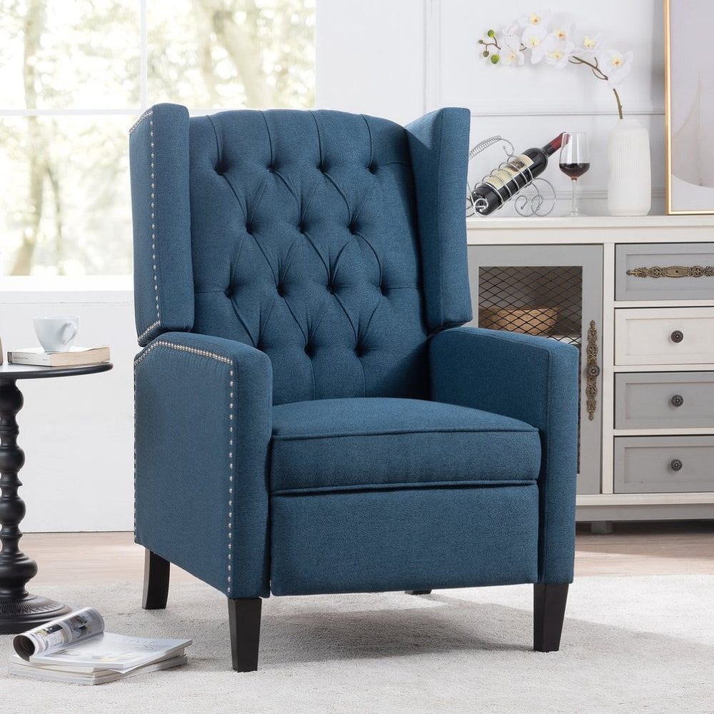 English Elm 27.16" Wingback Manual Recliner with Nailhead Trim Deep Foam Cushion Club Chair W68032508