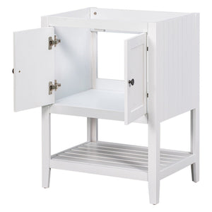 English Elm 24" Freestanding Bathroom Vanity Solid Wood Frame White Finish with Open Shelf WF287735AAK