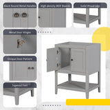 English Elm 24" Bathroom Vanity Base Only, Soild Wood Frame, Bathroom Storage Cabinet With Doors and Open Shelf, Grey