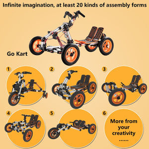 English Elm Modular Electric Go Kart with Aluminum Frame and 20 Plus Build Configurations for Kids ET297824GKT
