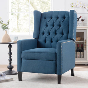 English Elm 27.16" Wingback Manual Recliner with Nailhead Trim Deep Foam Cushion Club Chair W68032508