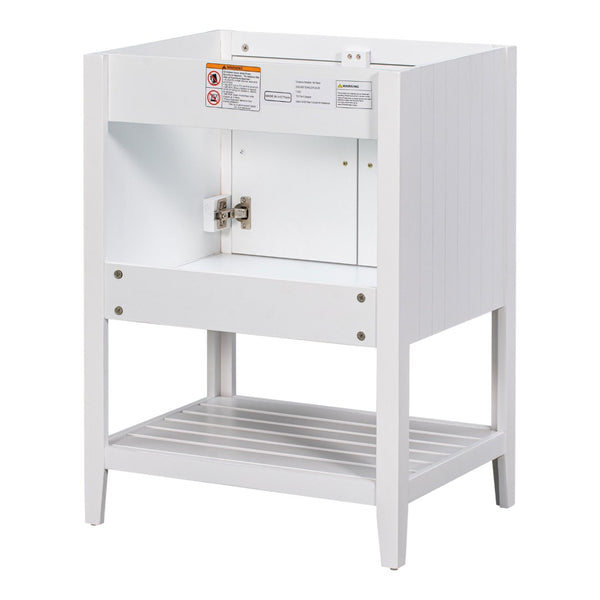 English Elm 24" Freestanding Bathroom Vanity Solid Wood Frame White Finish with Open Shelf WF287735AAK