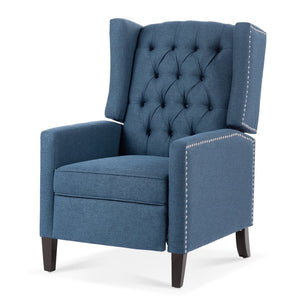 English Elm 27.16" Wingback Manual Recliner with Nailhead Trim Solid Wood Frame Club Chair W680P451420